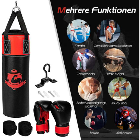 Sacco da boxe per bambini, sacco da boxe con guantoni da boxe e pompa ad aria, per 3-8 anni, per karate, taekwondo, MMA, punching ball, idea regalo per ragazzi