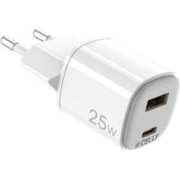 Celly uptc1usb1usbc25 caricabatterie per dispositivi mobili fotocamera microfono smartphone tablet telefono bianco usb interno