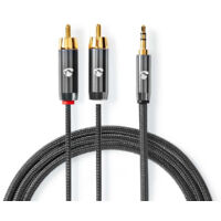 Cavo audio stereo 35 mm maschio 2x rca maschio placcato oro 500 m rotondo grigio con metallo scatola con finestra coperta 83705579 83705579 83705579 83705579