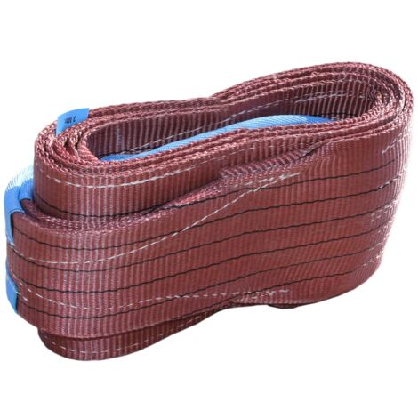 Elingue Textile Sangle plate 6T marron, Anti-usure en Polyester, pour les Mouvements de marchandises lourdes, 5 tonnes bande pour le chargement, longueur 3 mètres (1/2)