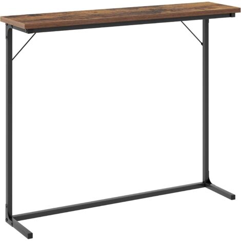 Table console étroite en bois et métal noir – Dimensions 100x24.1x79.2 cm – Charge max 20 kg – Style industriel pour espaces restreints (1/5)