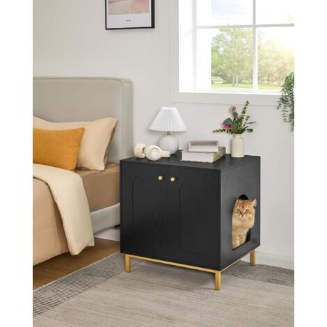 Maison de toilette pour chat – Table d'appoint en bois – Dimensions 50 x 60 x 61 cm – Charge maximale 60 kg – Nettoyage facile sous le boîtier