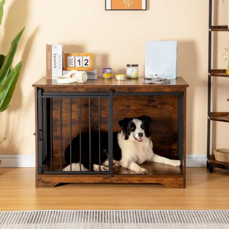 Cage pour chien double porte 60 x 100 x 68 cm – Acier renforcé et panneaux de particules – Charge maximale 100 kg – Pour intérieur