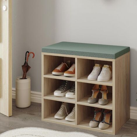 Banc Chaussures, Rangement de Chaussures, Longueur 60, Ivoire (1/5)
