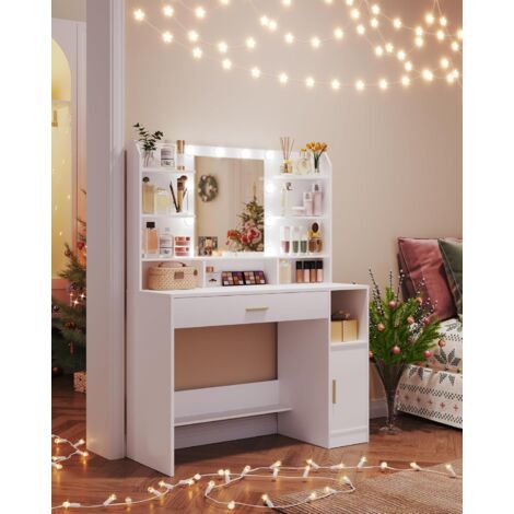 Coiffeuse avec Miroir, Lumière LED à Luminosité Réglable