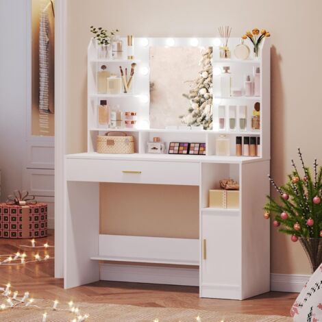 Coiffeuse avec Miroir, Lumière LED à Luminosité Réglable