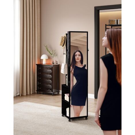 Armoire à bijoux 8 LEDs, 175cm organisateur de bijoux sur pied