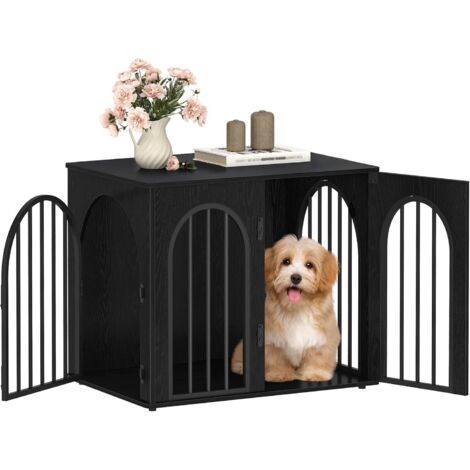 Cage pour chien moderne 68 x 49 x 56 cm – 3 portes pour accès facile – Bois d'ingénierie et métal – Pour petites races (1/5)