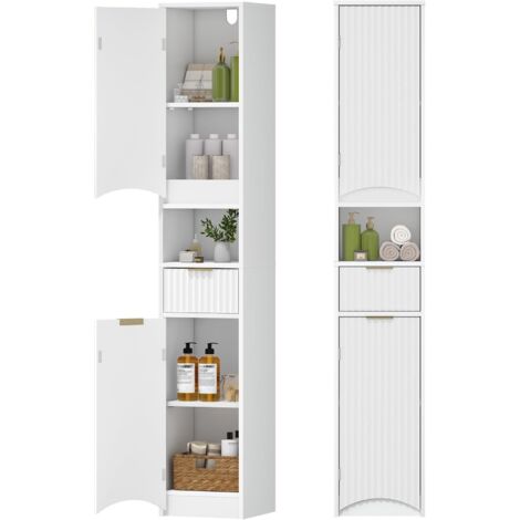 Rangement, Meuble Colonne Salle de Bain avec 2 Portes Et 1 Tiroir