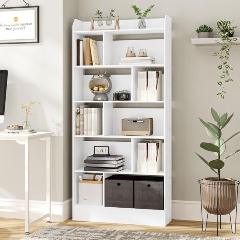 Bibliothèque, Étagère à 6 Niveaux, Meuble de Rangement Livres