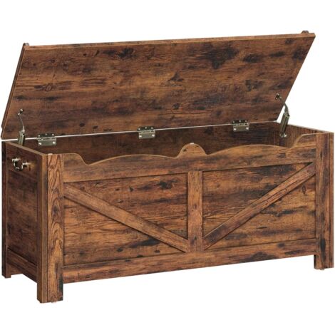 Banc De Rangement Avec Coffre Hzuaneri – 100x40x48 Cm, Bois, Couvercle à Charnières, Style Vintage