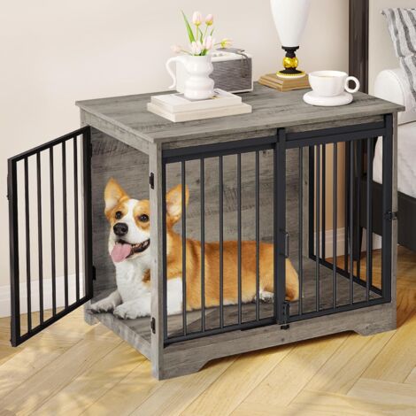 81cm Cage pour Chiens, Table d’Appoint,Cage pour Chiots,2 Portes