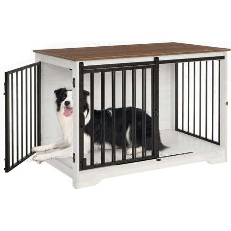Cage pour chien 100 cm – 2 portes coulissantes – Acier robuste et panneaux de particules – Dimensions 94x55x57,4 cm – Sécurisée avec serrures