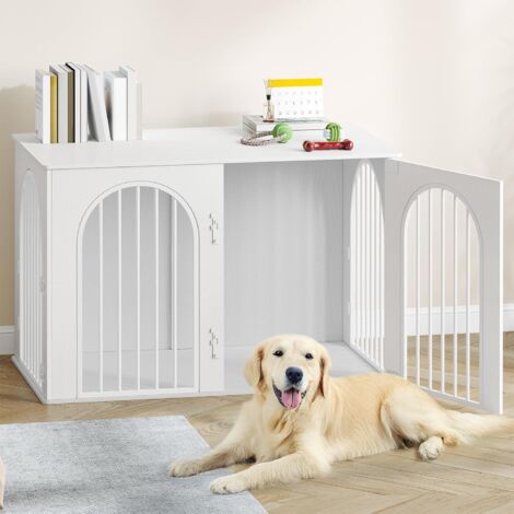 108 cm Cage pour Chiens, Table d'Appoint,Taille Moyenne, 3 Portes