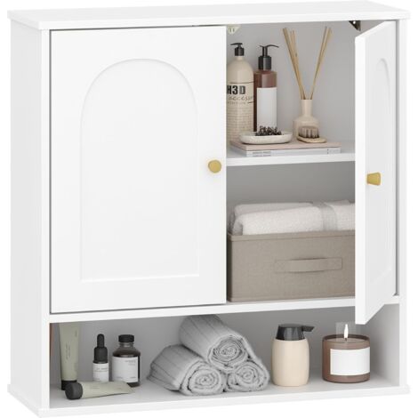 Armoire Murale de Salle de Bain,avec 2 Portes, étagères Réglables