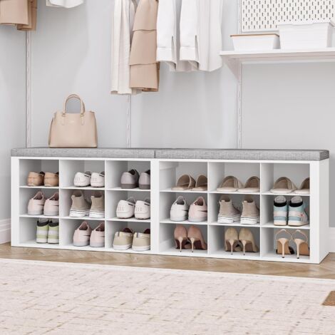 Support à Chaussures avec Siège, avec Rangement,18 Compartiments