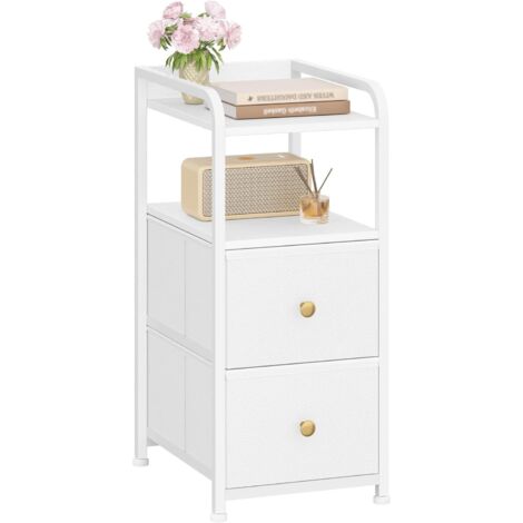 Table de Chevet,avec 2 Tiroirs en Tissu,avec Compartiment Ouvert (1/5)