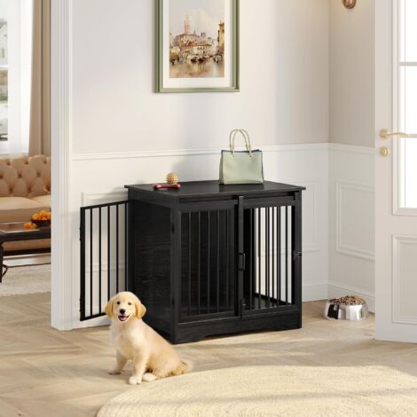 Cage pour Chiens, Table d’Appoint, Niche Moderne pour Chiens, Cage pour Chiots, Maisonnette pour Animaux, 2 Portes