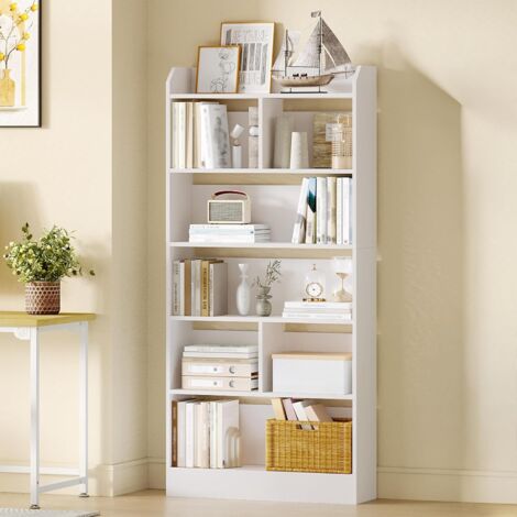 Bibliothèque, Étagère à 6 Niveaux, Meuble de Rangement Livres, Cloison Séparateur, Présentoir, pour Salon, Chambre, Bureau
