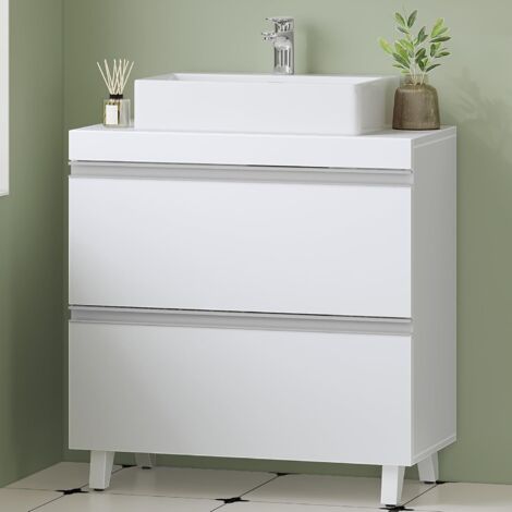 Meuble sous Lavabo, Rangement Salle de Bain, Meuble sous Vasque, avec 2 Tiroirs, Grande capacité de Rangement, Autoportant