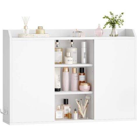 Armoire Murale pour Salle de Bain avec Étagères Réglables, Armoire à Pharmacie économiseur d'espace pour Linge, Cuisine, Salon, Blanc