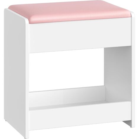 Tabouret de Coiffeuse, Chaise Rembourrée de Maquillage, Repos-Pieds, Patins Antidérapants, pour Chambre, Dressing, Entrée, Rose