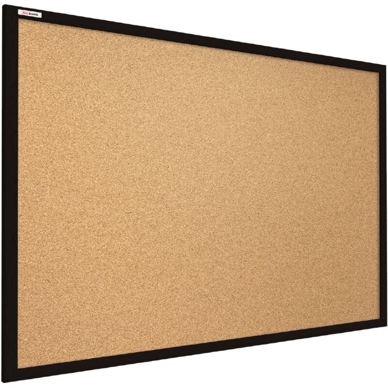 Tableau En Liège 60x91 Cm Avec Cadre Bois Noir – Tableau D'Affichage Murale – Pour Notes, Photos, Souvenirs