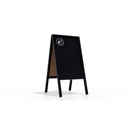 Chevalet Stop Trottoir avec Cadre en Bois Laqué Noir 118x61cm, Chevalet Publicitaire