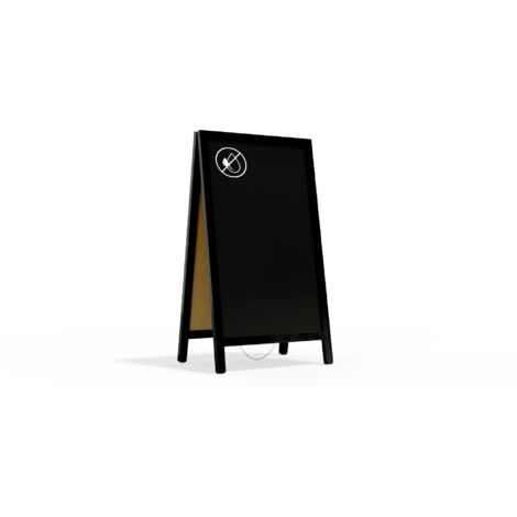 Allboards – Chevalet stop trottoir en bois laqué noir 78x44 cm – Tableau en fibre de bois HDF – Pour intérieur et extérieur – Compatible marqueurs
