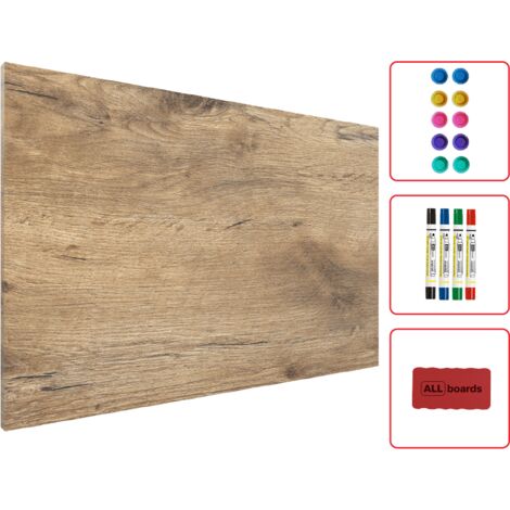 Allboards – Tableau magnétique en métal 60x40cm – Motif bois tronc – Surface lisse pour aimants – Ouvertures pour montage facile