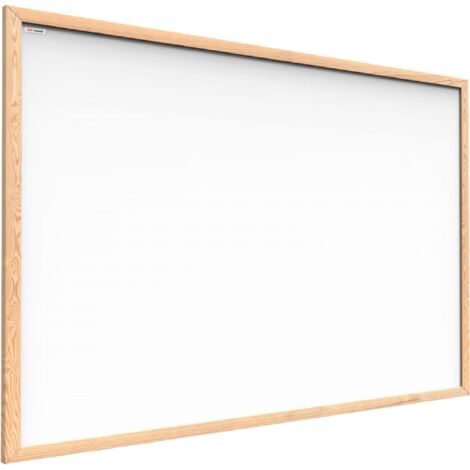Allboards – Tableau blanc magnétique effaçable à sec 90x60 cm – Surface en tôle laquée blanche – Cadre en bois de pin naturel – Accessoires de montage inclus