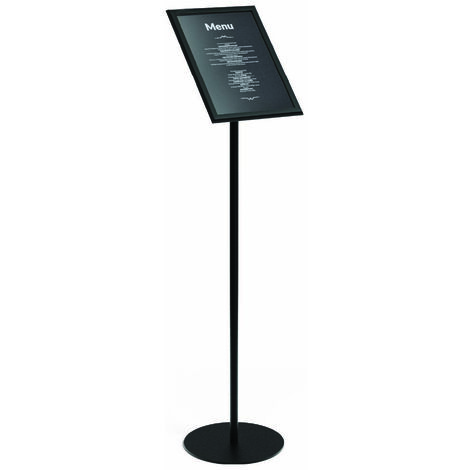 Allboards – Présentoir porte-affiche sur pied aluminium noir – Format A4 – Hauteur 1m – Mécanisme de fixation par pression pour visuels faciles (1/5)