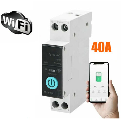 Zoternen – Disjoncteur différentiel WiFi 40A – Commande smartphone – 3 modes – Protection contre surcharge et court-circuit – Rail DIN