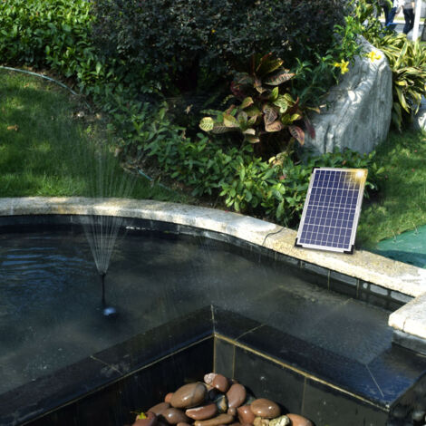Zoternen – Pompe de fontaine solaire 10W – Panneau 9V/10W – Hauteur d'eau max 100 cm – 3 buses interchangeables pour bain d'oiseaux et étang