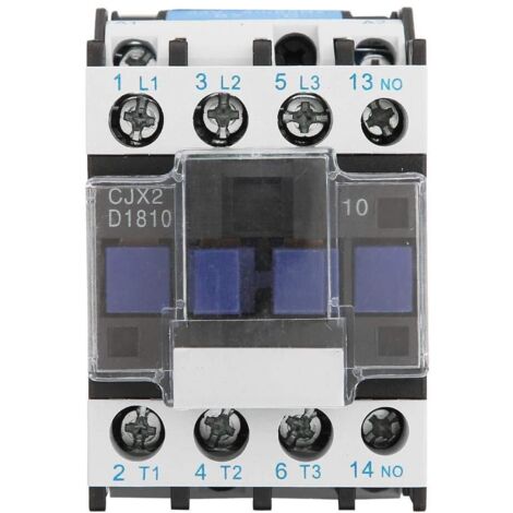 Contacteur AC CJX2-1810 Contacteur Électrique Industriel à 3 Pôles Bobine de Contacteur à Montage sur Rail CA 24/36/48/110/380V(380V AC),A
