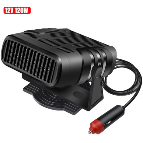 Chauffage de Voiture 120W 12V, Confort Climatisé Toutes Saisons - Dégivrage Express Pare-Brise, Ventilation - Orientation 360° Précise - Branchement sur Allume-Cigare