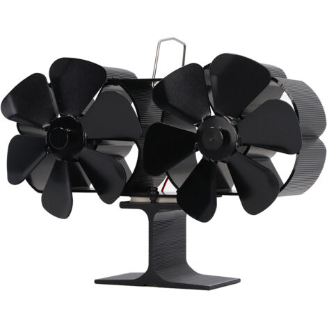 Wakects Ventilateur pour poêle pour cheminée, 6 pales, ventilateur pour cheminée, ventilateur pour cuisinière, diffuseur de chaleur impuissant ventilateurs à double tête pour poêles à bois