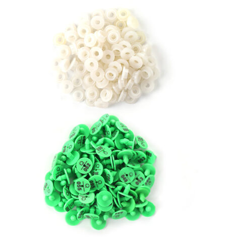 Lot de 100 étiquettes d'oreille en plastique de qualité pour bétail animal pour lapin, renard, chien, marqueur (vert)