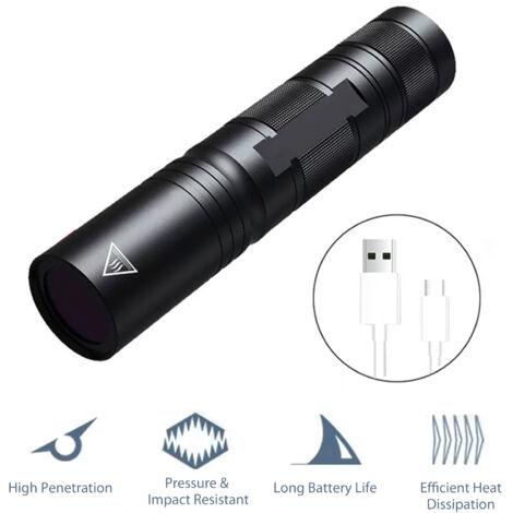 Lampe UV 365 nm, lampe à bois rechargeable portable 20 W, mini lampe de poche pour urine de chien, taches d'animaux, durcissement de la résine, agent fluorescent. (1/5)