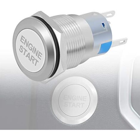Bouton poussoir de démarrage du moteur, bouton de commutateur de démarreur d'allumage de voiture étanche 12V 19mm(argent),A (1/5)