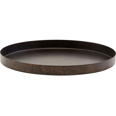 Plateau en métal Noir Mat avec effet rustique D. 30 cm (1/4)