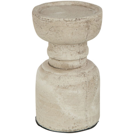 Bougeoir en terre cuite coloris beige effet vieilli H18cm (1/5)