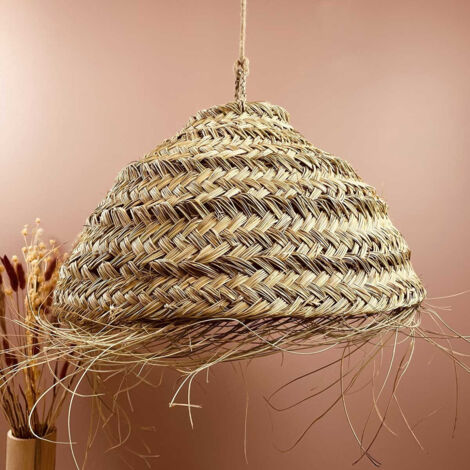 Abat-jour en paille pour lustre dôme L – Fibres naturelles de alfa – Diamètre 45-50 cm – Hauteur 35 cm – Installation intérieure/extérieure