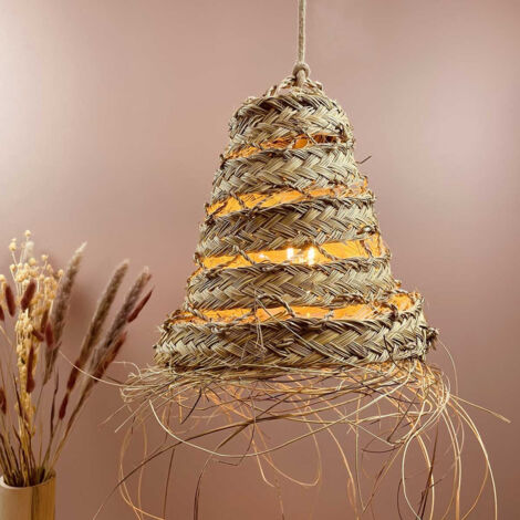 Abat-jour marocain en fibre alfa ajouré – Diamètre 30 cm – Hauteur 26-28 cm – Pour monture E27 – Luminaire intérieur/extérieur
