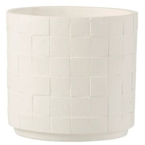 Cache-pot en poterie effet facettes blanc D14cm H13cm – Design élégant pour plantes et rangement – Fabriqué au Portugal – Jolipa - D14H13cm