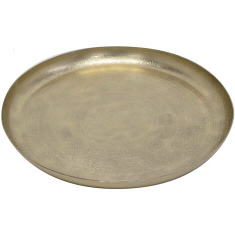 Plateau rond en aluminium doré - Opjet Paris (1/2)