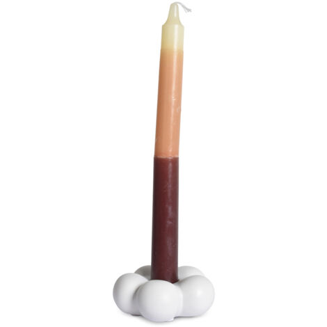 Bougeoir en céramique forme de fleur coloris blanc (1/5)
