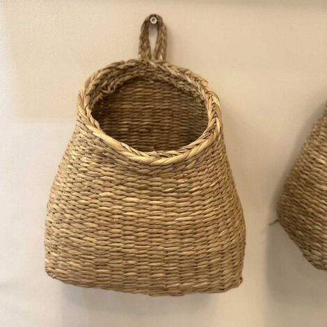 Panier En Jonc De Mer Tissé à La Main Avec Poignées Et Insert En Plastique | Panier De Rangement Pliable For Linge, Pique-nique, Cache-pot, Décoration, Sac De Plage En Paille Tissée Et