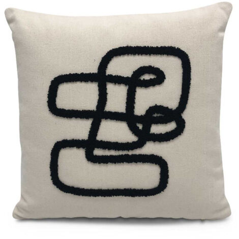 Coussin 40 x 40 cm Pablo écru avec motif noir avec garnissage (1/2)