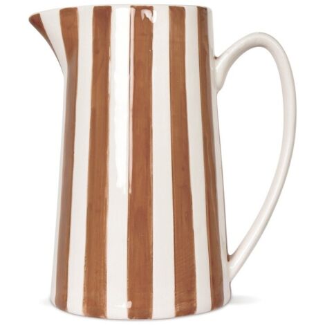Pichet, carafe ou vase à rayures marron et blanches (1/5)